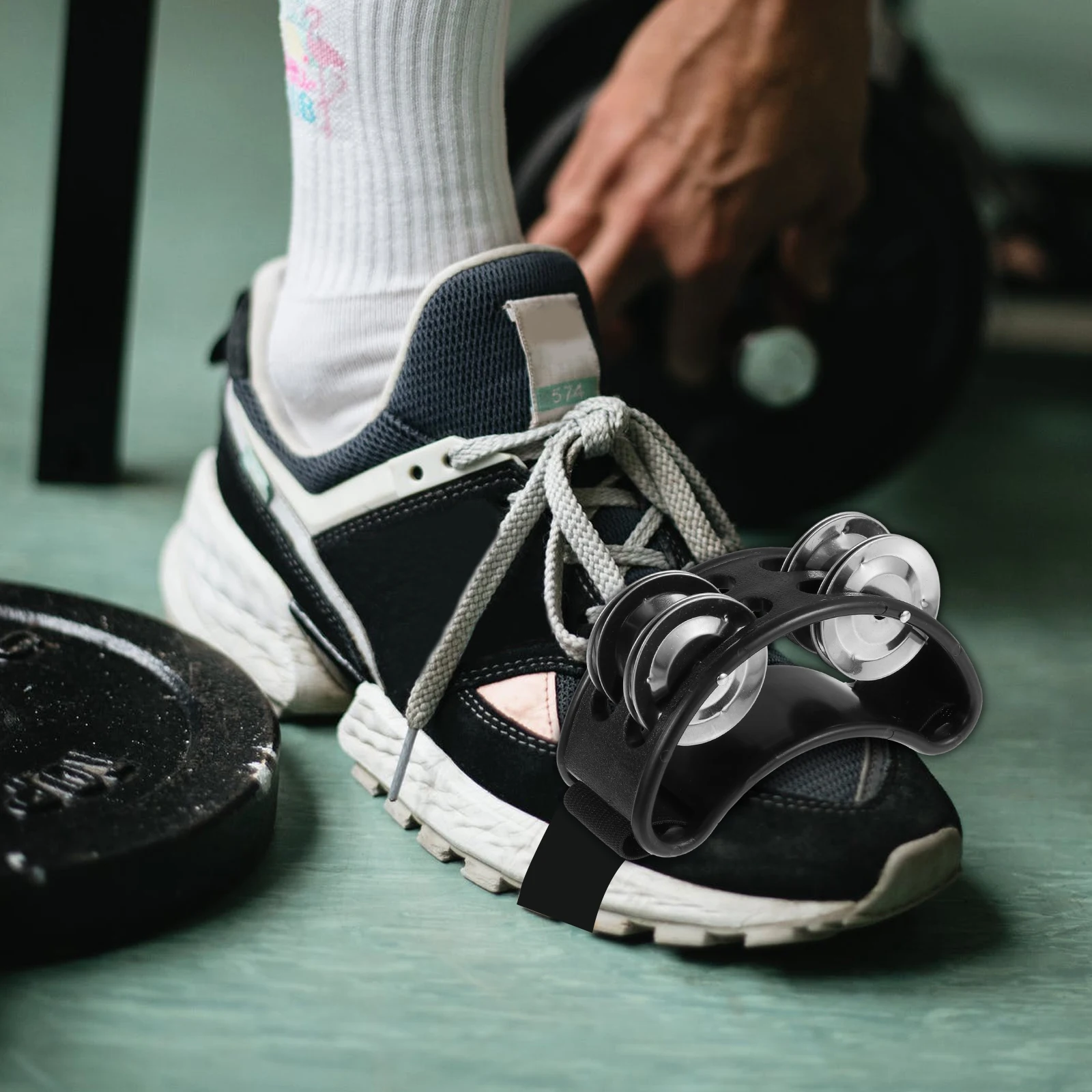 2 pçs preto pé jingle bells instrumento de percussão crianças brinquedos musicais criança dança concerto seguro