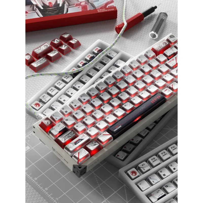 PIIFOX Unicorn Nuclear Powered 141 Key Keycap Misty Through PBT PC Five SidedThermal Sublimation Translucent Customized Keycap