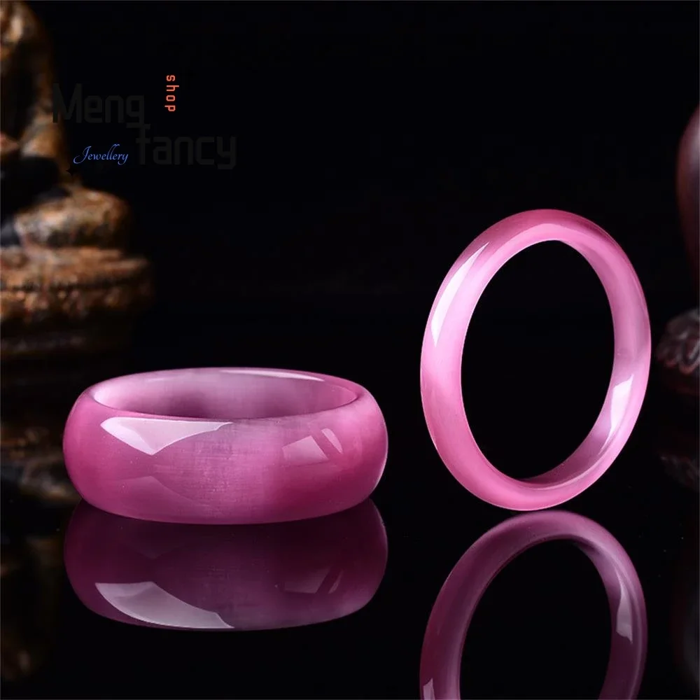 Natural Cat's Eye Stone Green Pink Color 12-25mm Wide Jade Bangle High-grade Exquisite Elegant Luxury Quality Fashion Jewelry