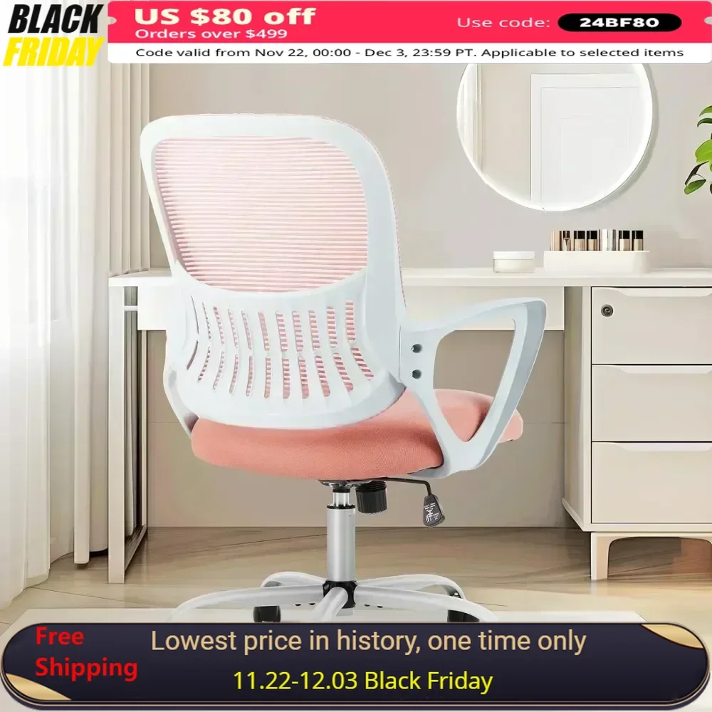 Office Computer Desk Managerial Executive Chair, Ergonomic Mid-Back Mesh Rolling Work Swivel Chairs Office Chairs)