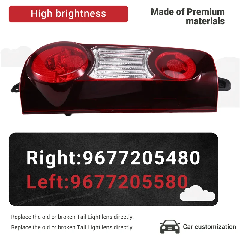 

Precisionn Rear Brake Turn Signal Lamp Tail Light 9677205580 For Citroen Berlingo Mk2 Van 9677205480