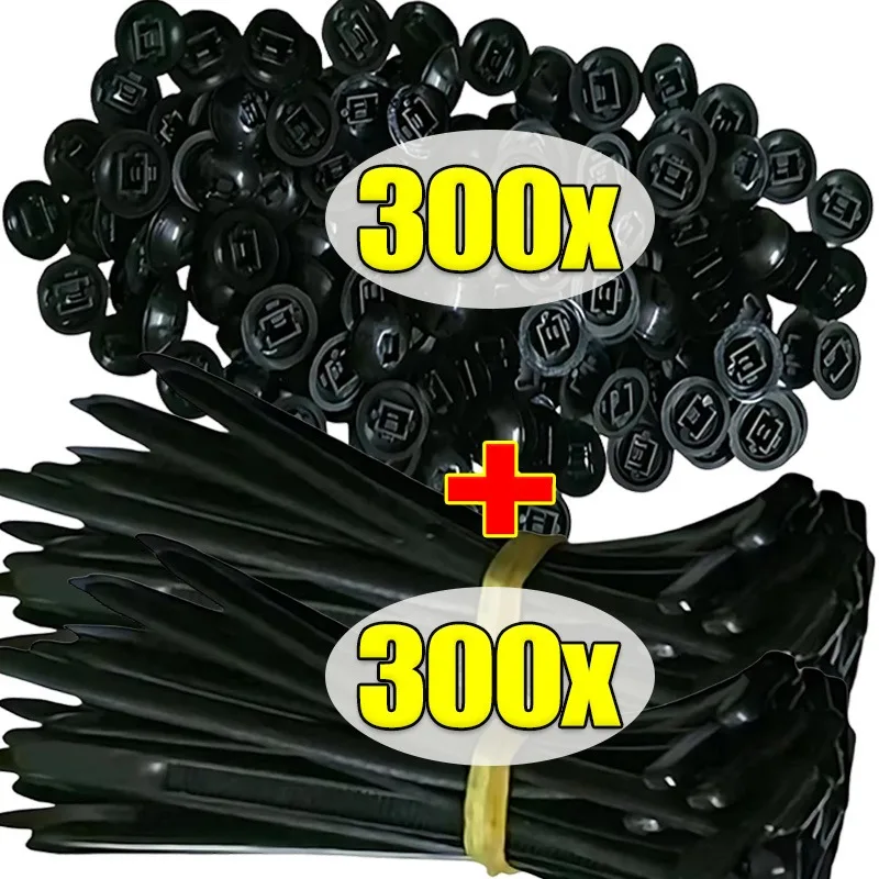

1-300x Universal Nylon Cable Tie Buckle Multipurpose Self-Locking Nylon Zip Ties Car Trunk Engine Guard Panel Plastic Cable Ties
