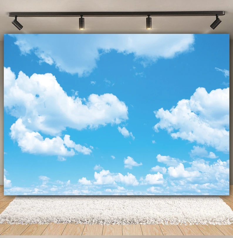 Blue Sky White Clouds Scenery Backdrop for Photography Natural Landscape Kids Baby Shower Birthday Party Background Photo Studio