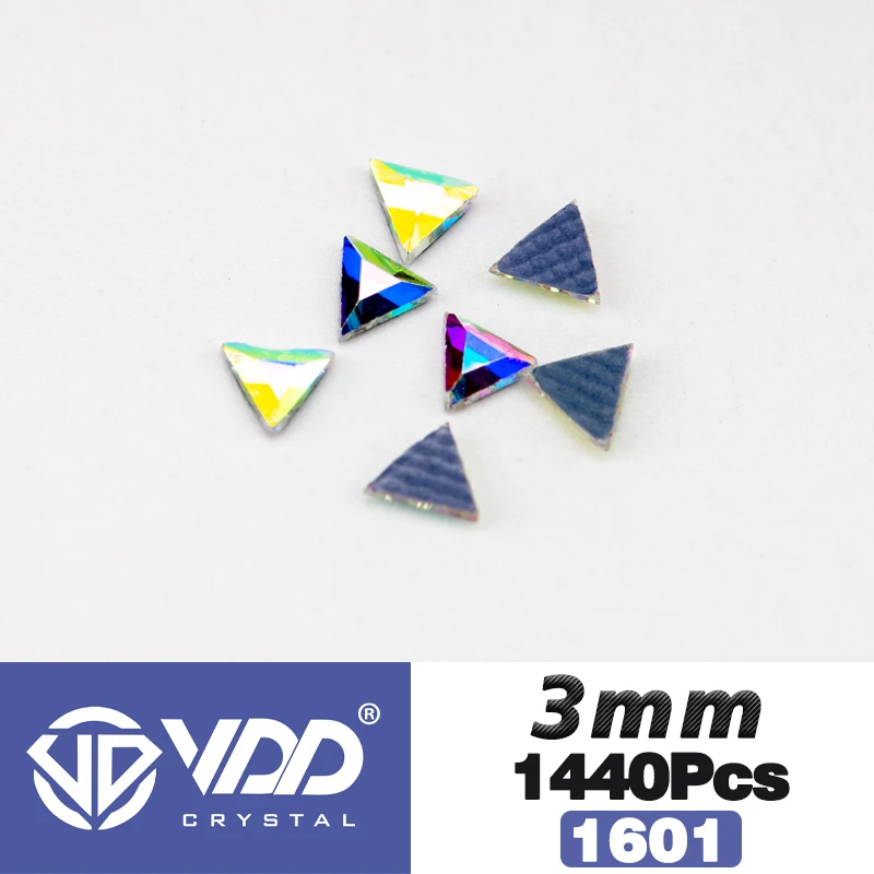 VDD 1440Pcs Wholesale Triangle Glass Rhinestones Crystal AB FlatBack Hot-Fix Strass Shape 3D Stones For Nail Art DIY Decorations