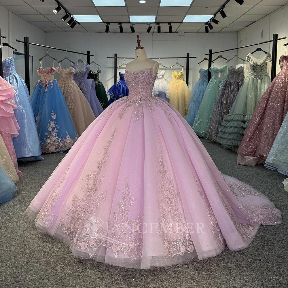 Customized Party Dress Ball Gowns Bead Quinceanera Dresses Strapless Floor-Length Birthday Organza vestidos de 15 quinceañera