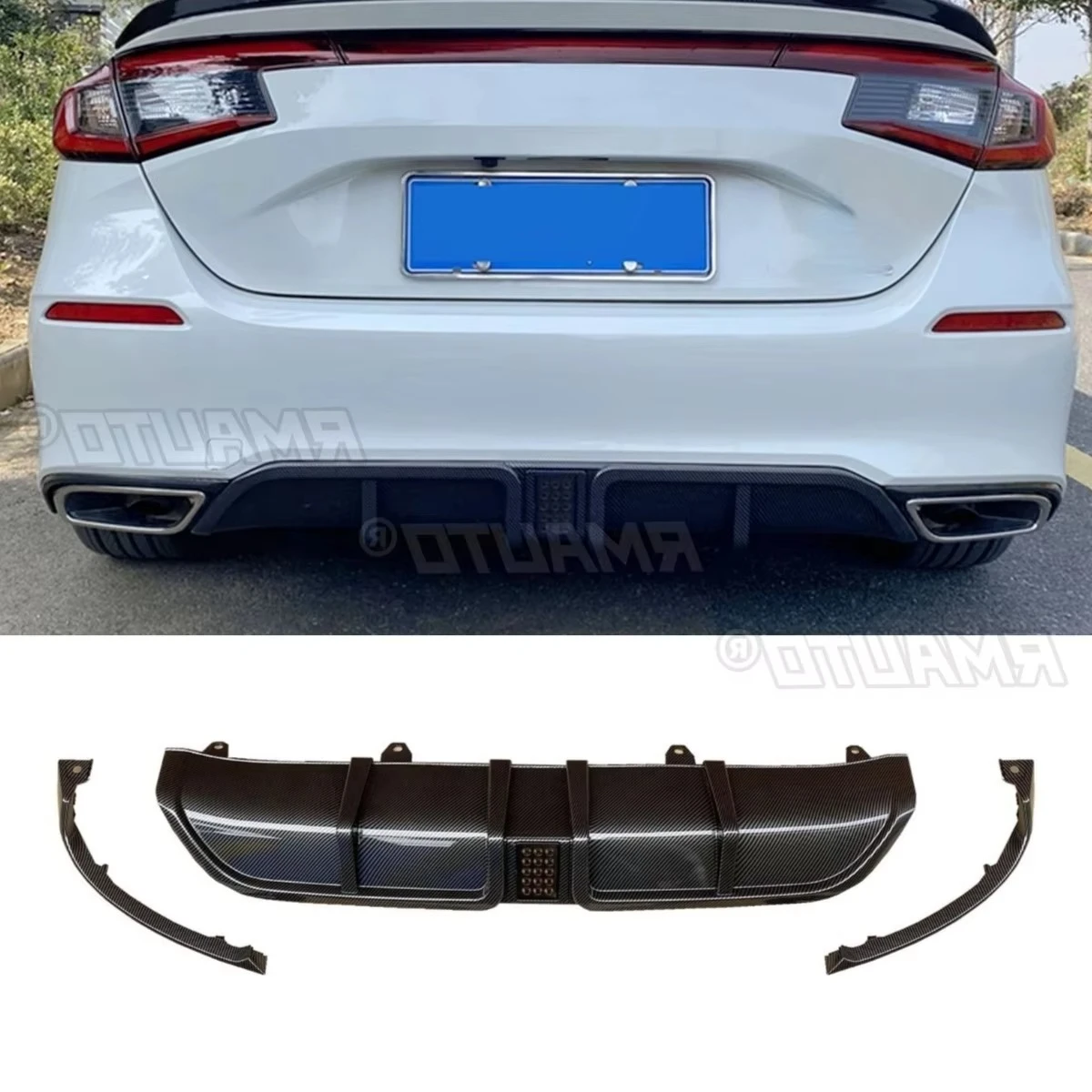 

Car Rear Bumper Spoiler Lip Diffuser Modification Part Bumper Guard Protector Cover For Honda Civic 11th gen Hatchback 2021-2024