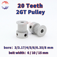 20Teeth 2GT Timing Pulley Bore 3/4/5/6/6.35/8mm 2M Pulley 20T for Belt Width 6/10/15mm Belt Pulley 3D Printer Parts GT2 20 Teeth