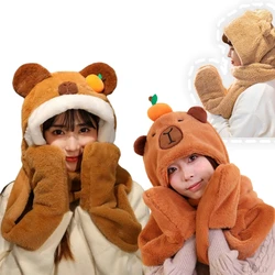 New Hight Quality Capybara Cartoon Scarf  Hat  Super Soft Stuffed Warm in winter Children Funny Girl Birthday Gifts