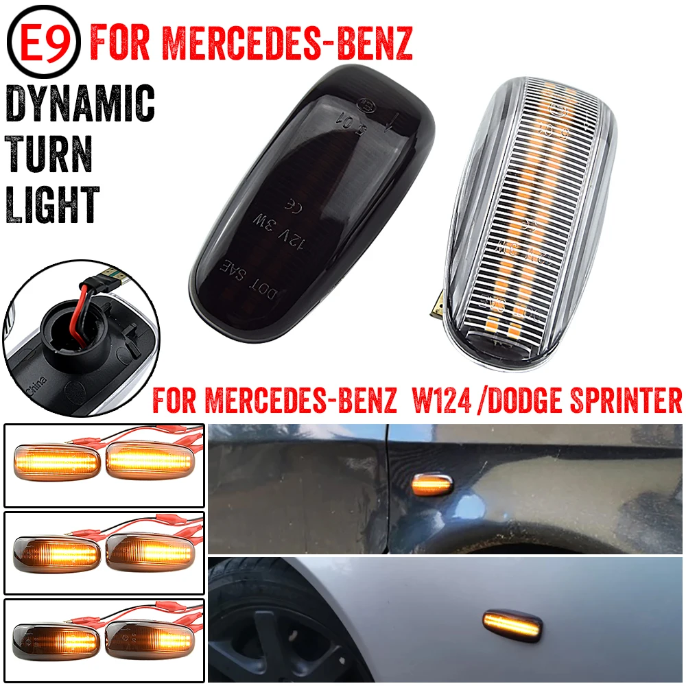 

2PCS Dynamic Flowing LED Turn Signal Light Side Marker Sequential Blinker Light For Mercedes BENZ E-Class W210 C-Class W202 W208