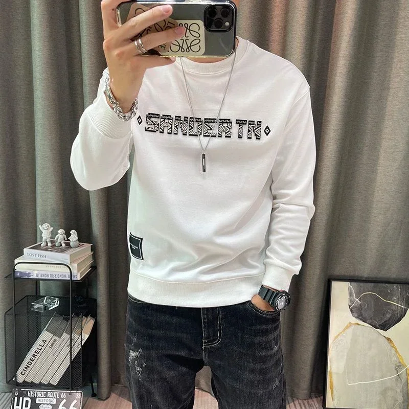 Top New Rock Men's Clothing Printed Big Size T Shirt for Man Letter Oversize Sweatshirts Bulk Full Sleeve Fashion Trends 2024 F