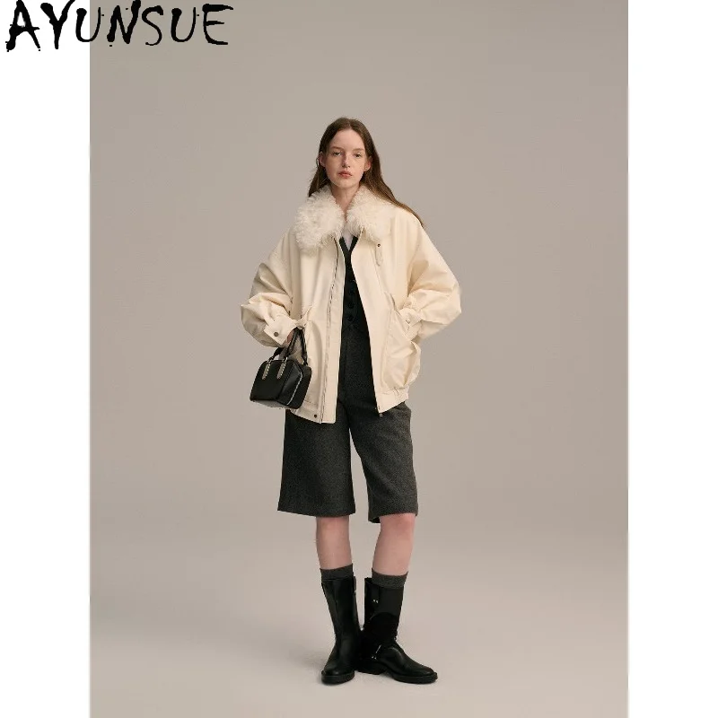 AYUNSUE Women's Down Coats and Parkas 90% White Goose Down Jackets Warm Fur Collar Winter Outerwears Woman Clothes Ropa Mujer