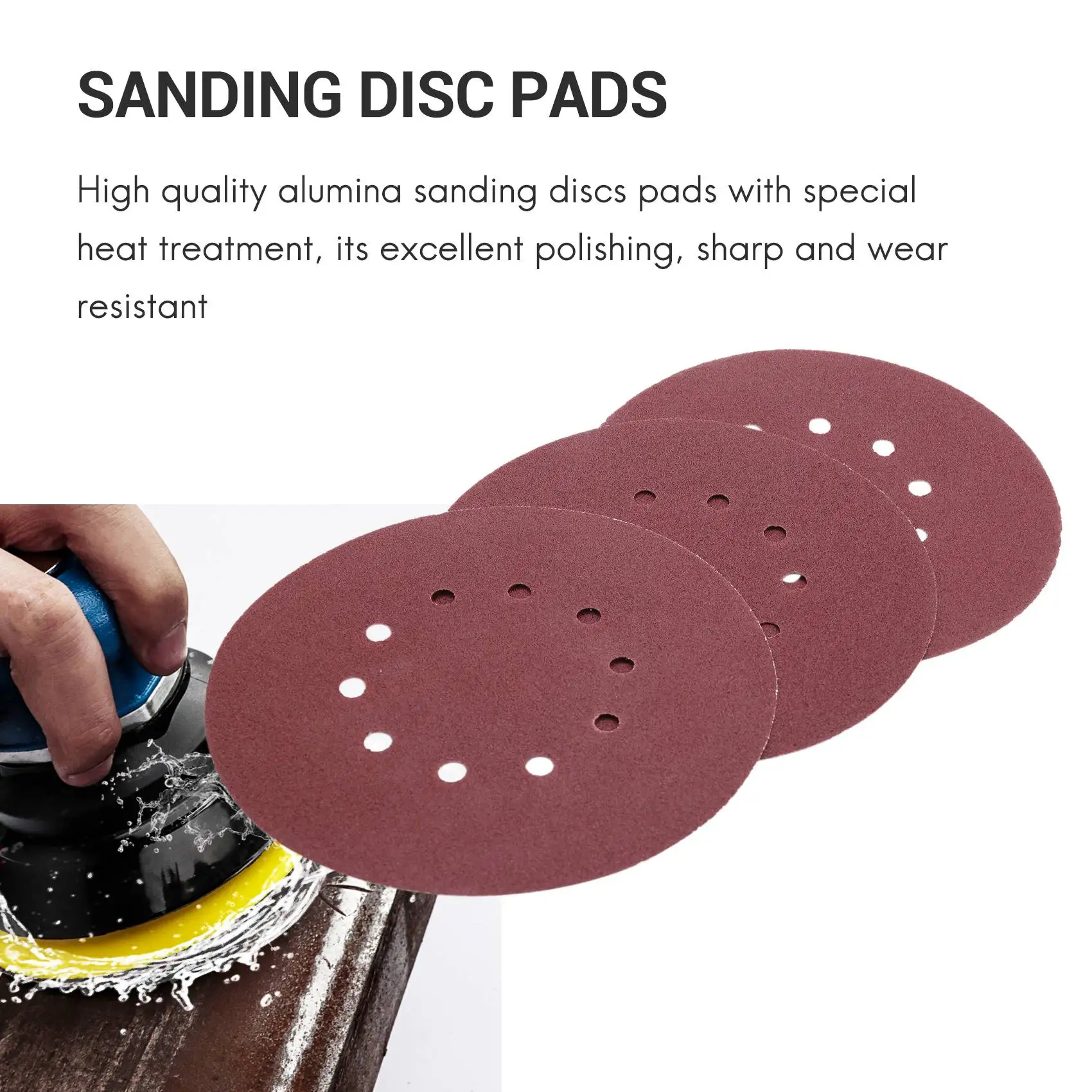 

A45M-225Mm Sanding Disc Pads, 25 Pcs Hook And Loop Sandpaper Sheet For Random Orbital Sander (80 Grit)