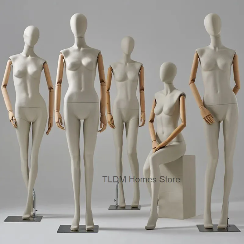 

Clothing Store Female Mannequin Fabric Cover Body Model High-end Window Display Stands with Clavicle Full Body Mannequins T