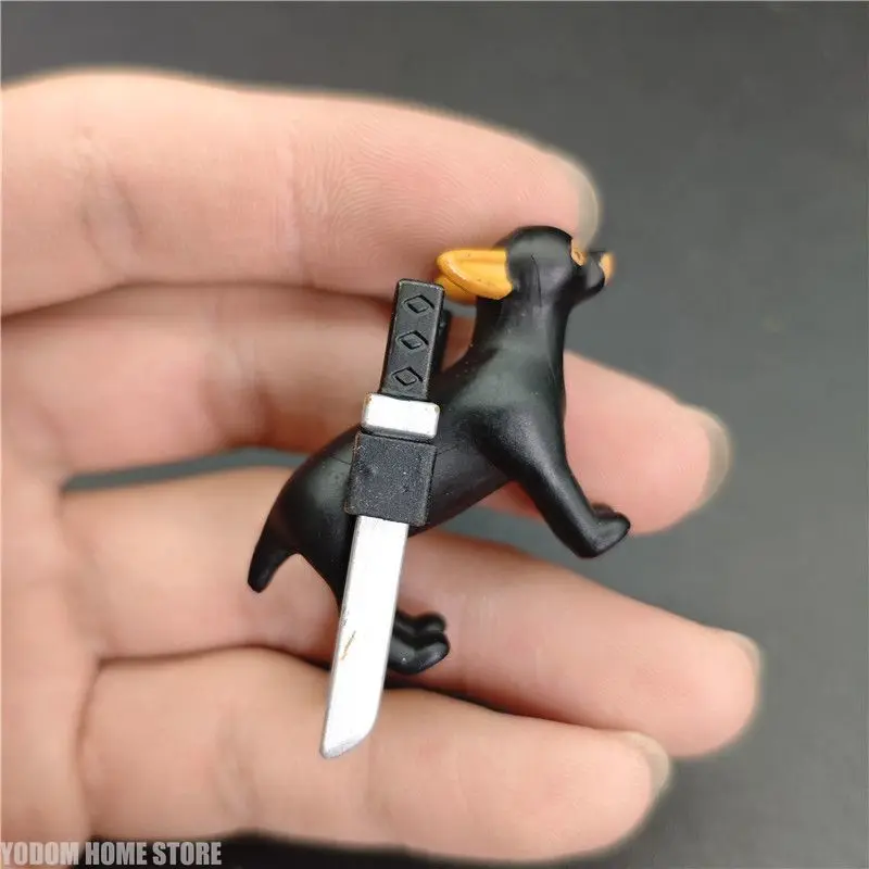 3cm Mini Ninja Puppy Dog Model Detachable Knife Design Desk Ornament Home Decoration Rare Collectible Figure Accessories