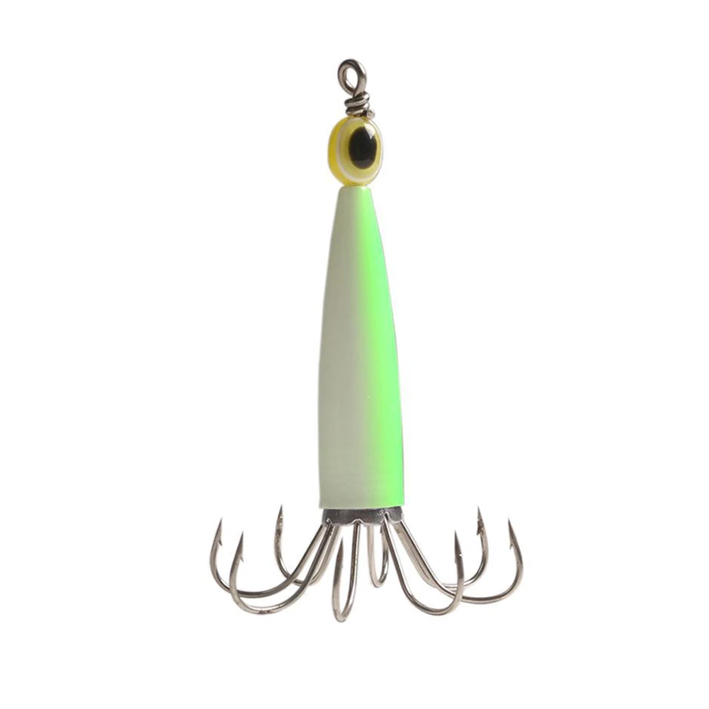 New Practical Quality Fishing Lures Squid Jigs Glow In The Dark Luminous Part Wear-resistance With Eyes 5Color