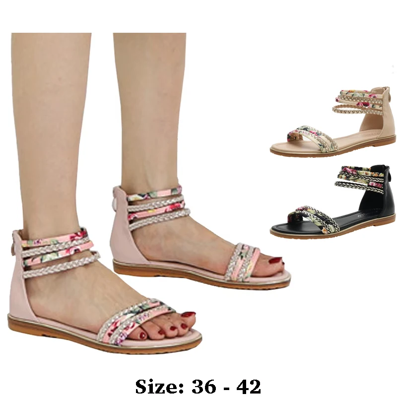 

High quality leather flat sandals for women 1.5cm low heel summer 2025 36 42 open toe vintage casual shoe black beige pink