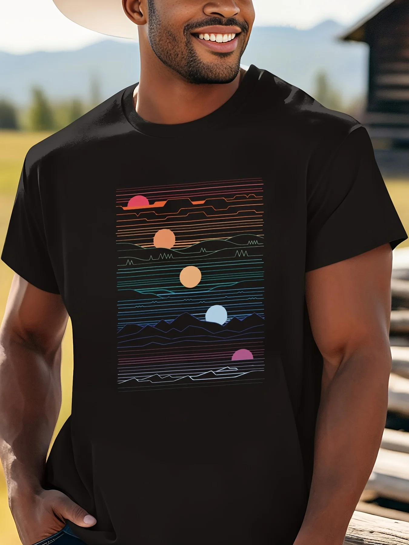 

Men's patterned T-shirt Breathable casual sports style with abstract print suitable for casual wear running and gift giving