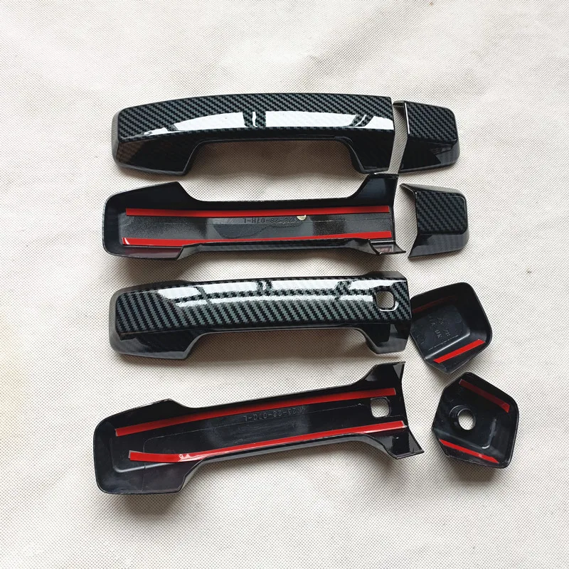 For Mitsubishi Triton L200 LC MV 6th 2023 2024 Accessories Door Handle Cover Trim Plastic Imitation Carbon Fiber