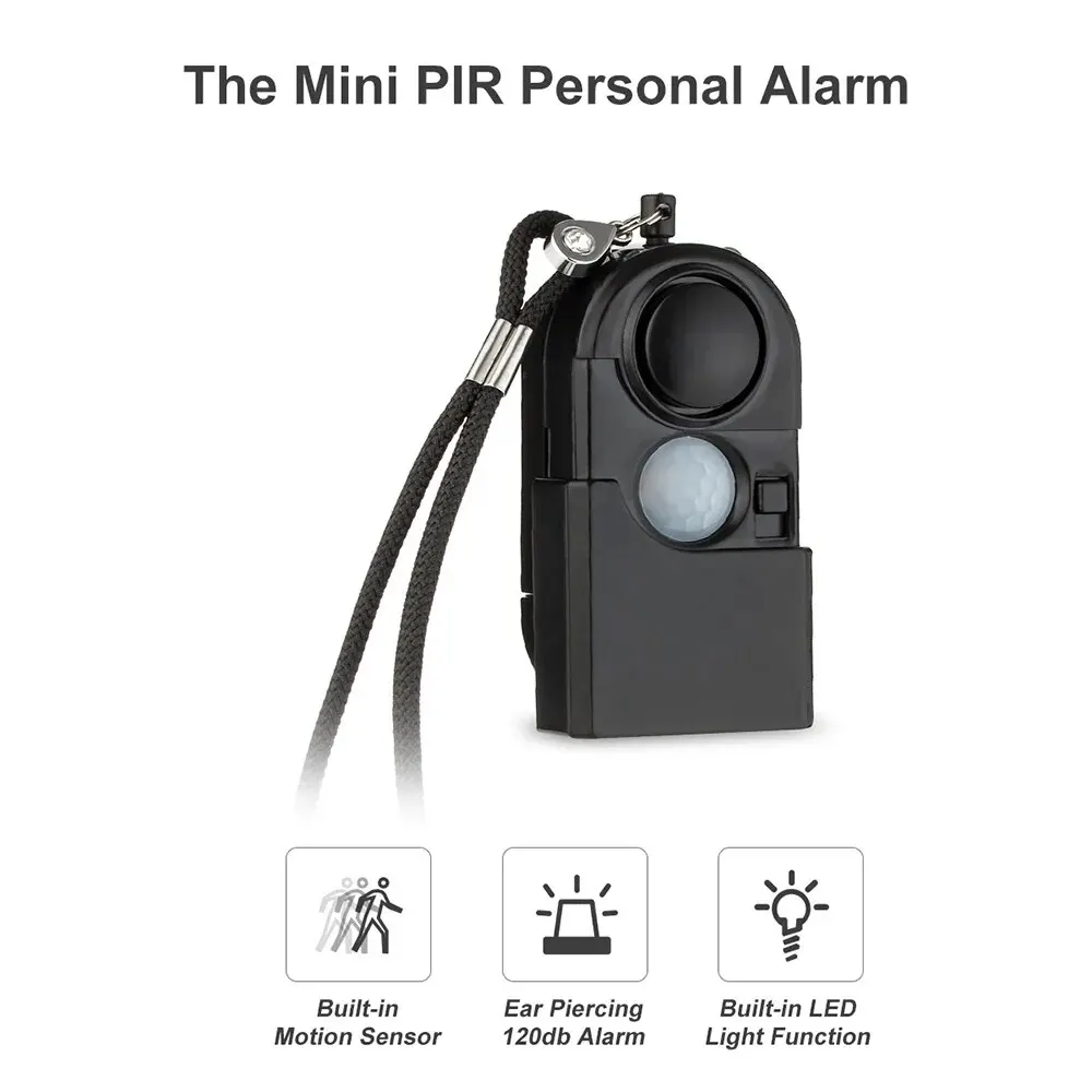 Portable Mini Motion Detector Alarm 120DB Siren SOS LED Light Security Alarm For Travel Home Kids Safe Personal Alarms