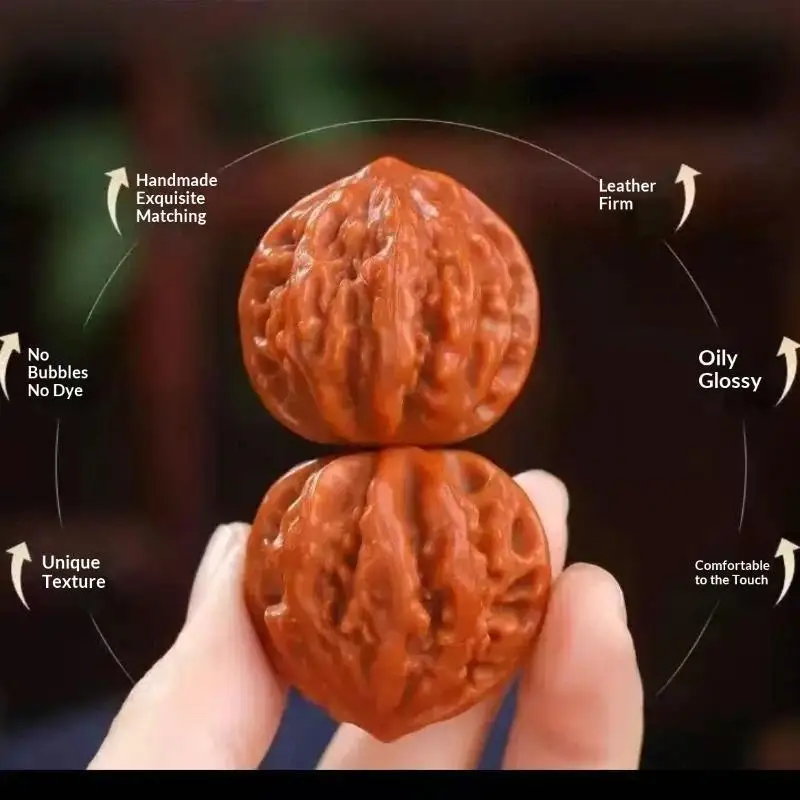 2Pcs Natural Wenwan Walnut Handball Health Care Grip Ball Palm Massage Stress Relief Toys Creative Handmade