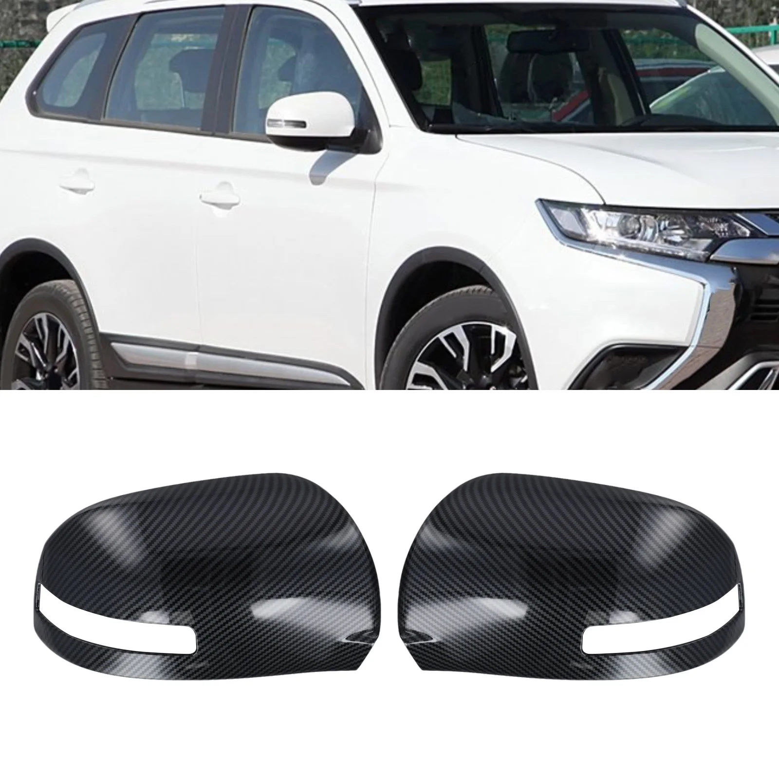 Easily Installed Carbon Fiber Style Rear View Mirror Cover Trim for Mitsubishi for outlander Models of Years Between 2013 and