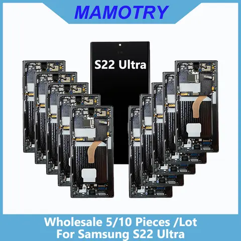 Toptan 5/10 adet/grup % 100% Test Edilmiş Samsung Galaxy S22 Ultra 5G Ekran Lcd Ekran Dokunmatik Montajlı S908B S908B/DS