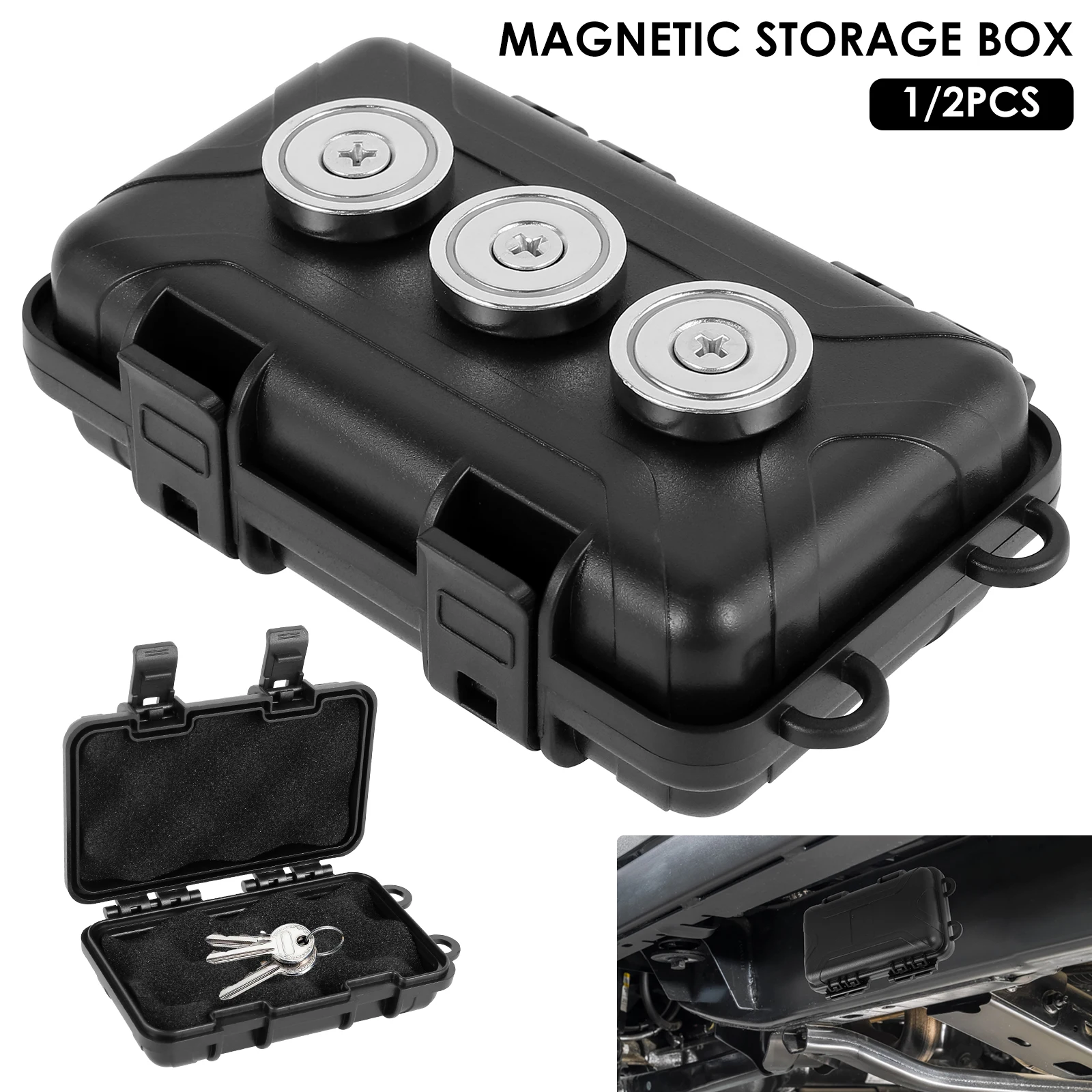 1-2Pcs Upgraded New Magnetic Key Holder Waterproof Under Car Hide Key Box Rustproof Key Hider Multifunctional Box for Spare Box