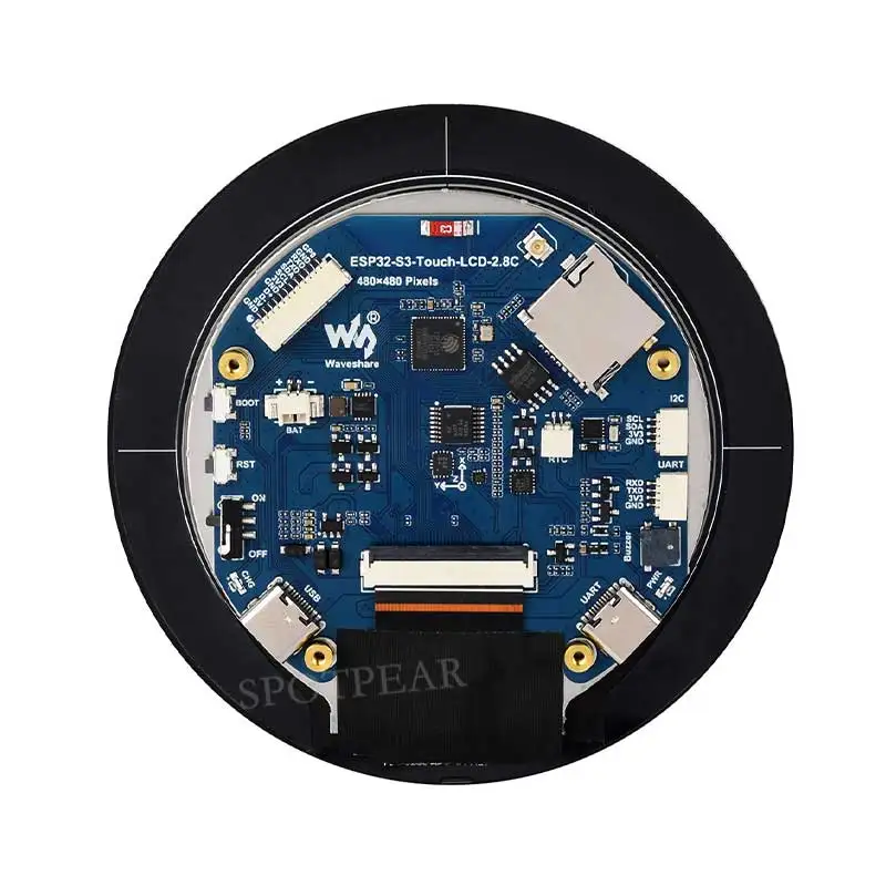 Carte de développement ESP32 S3, écran LCD rond, capteur QMI8658, micro, SD, MP3 Audio, port de batterie LVGL, HMI pour A, 2.8 pouces, 480x480