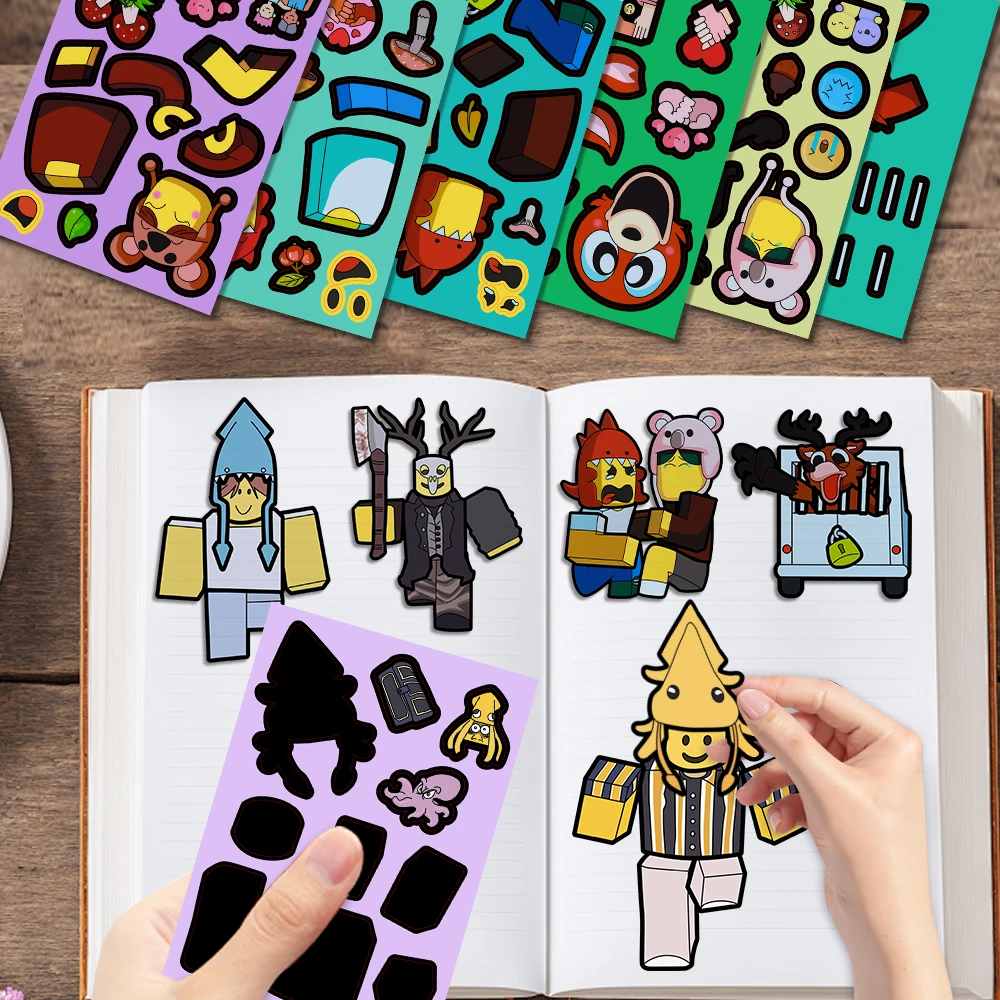 10/30 pièces 99 nuits dans la forêt autocollants faciles à poser faire un visage décalcomanies jeu faire vos propres autocollants dessin animé assembler puzzle enfants