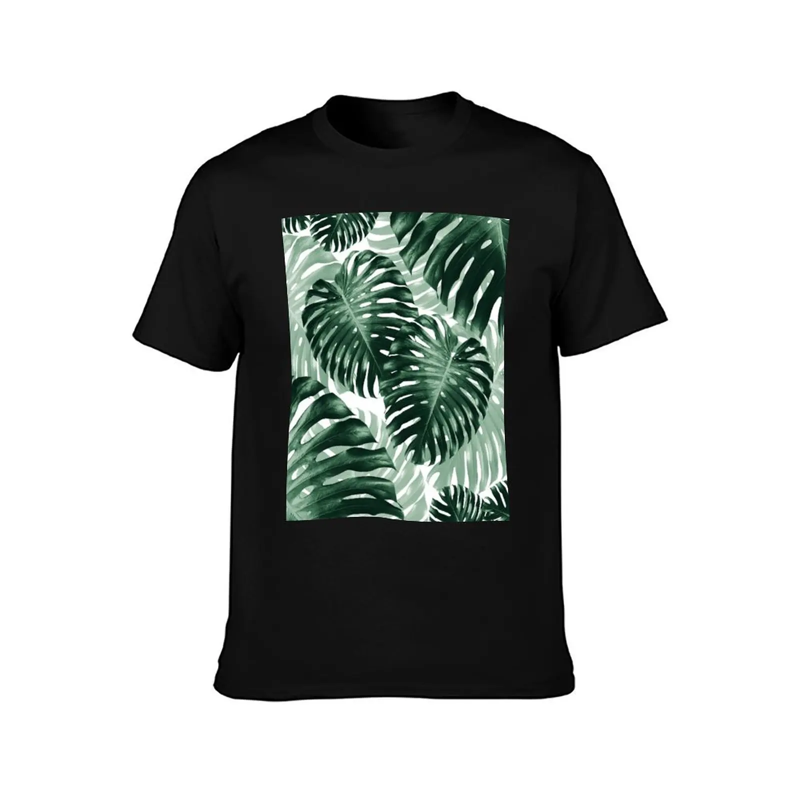 Tropical Monstera Jungle Leaves Pattern #1 #tropical #decor #art T-Shirt plus size tops hippie clothes mens cotton t shirts