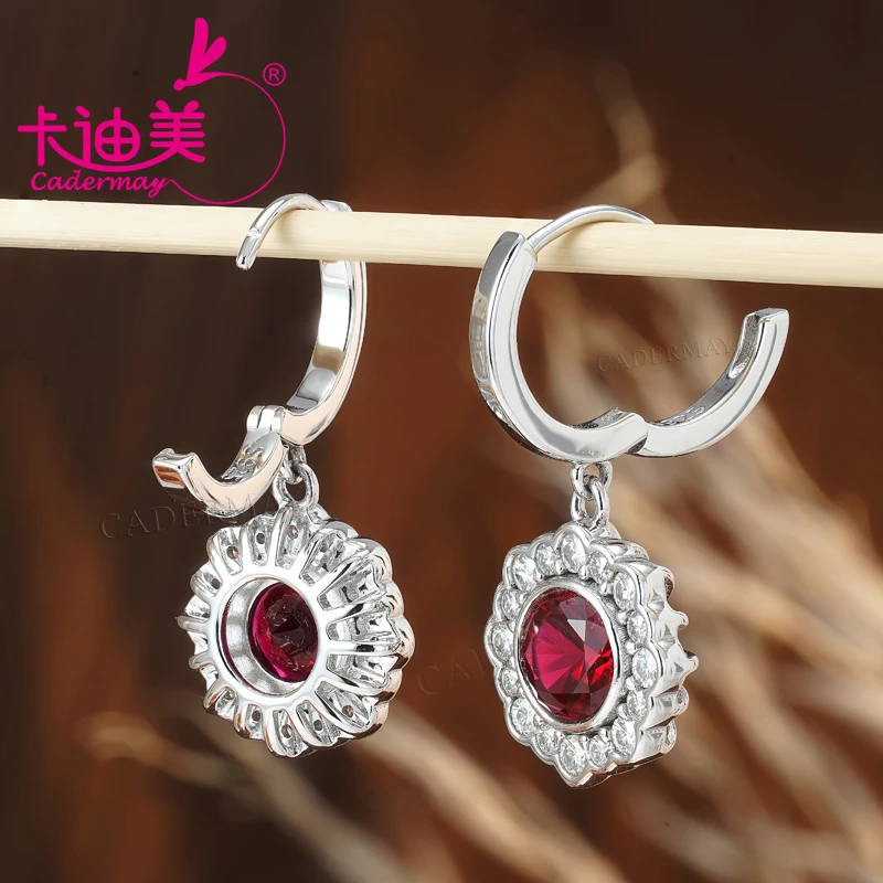 

Lab Grown Pegion Blood Red Ruby With Inclusions D VVS1 Moissanite For Women S925 Sterling Silver Earrings Necklace Fine Jewelry
