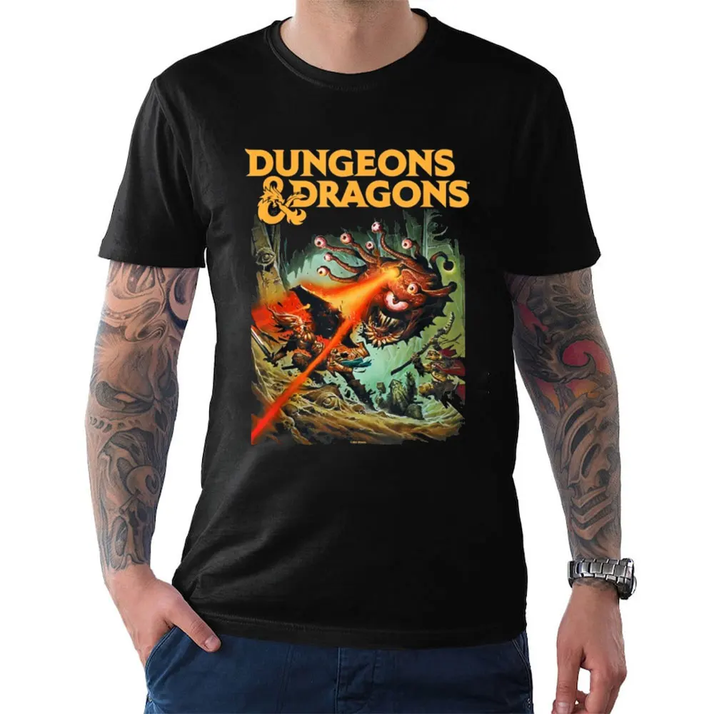 الزنزانات والتنينات سترايك The Beholder تي شيرت كلاسيكي لعبة آر بي جي قميص مطبوع الرجال Crewneck القطن قصير الأكمام الصيف الشارع الشهير