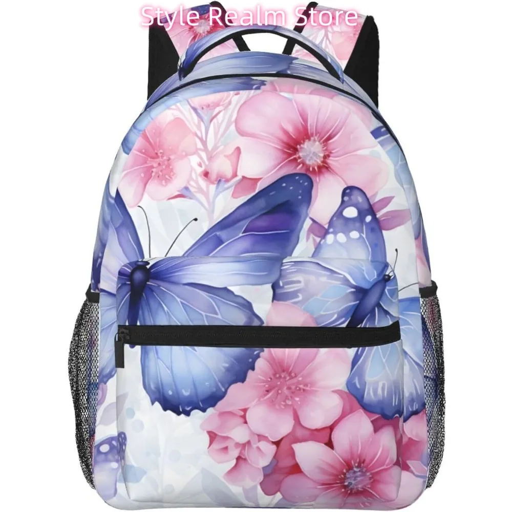 

Flower Purple Butterfly Lightweight Laptop Backpack Lightweight Multipurpose Travel Casual Daypack Unisex College Backapcks for