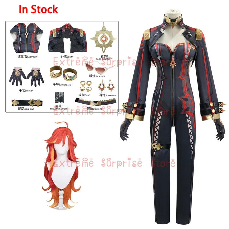 SN55In Stock Mavuika Costume Cosplay Set completi Genshin Impact Gioco Mavuika Parrucca Cosplay Scarpe Abiti Anime Cosplay $ 5Q @ 1