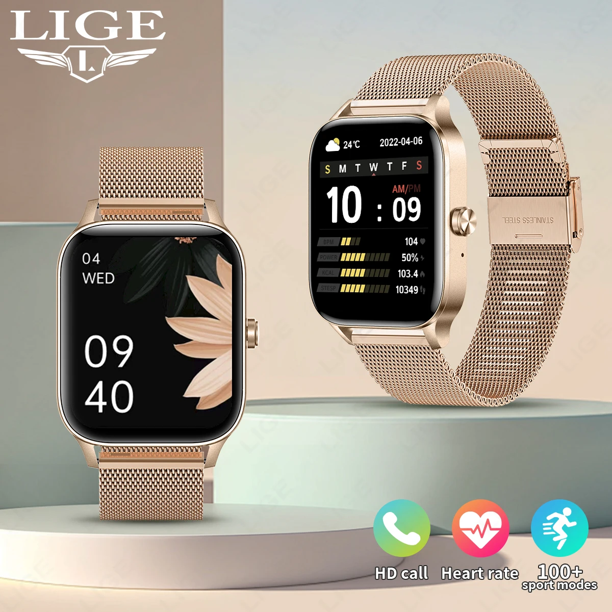1.85” HD Screen Smart Watch Women Fashion Custom Face Health Monitor Women’s Watch Bluetooth Call Sports Fitness Smartwatch Men