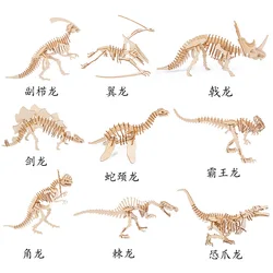 DIY Wooden Puzzle Handmade Assembly and Colorful Dinosaur Shaped Natural Wood Color