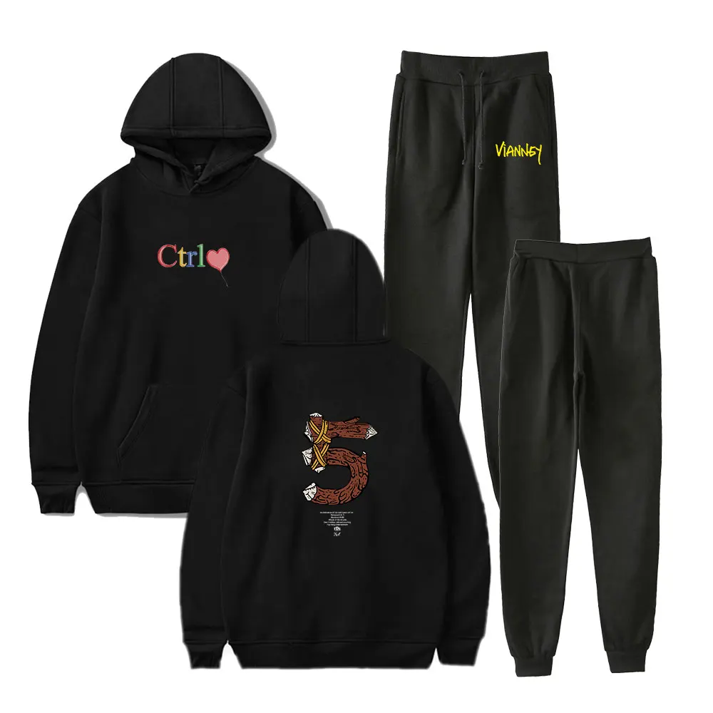 Rapper SZA JERSEY SOS Album baru 2 potong set Tracksuit pakaian olahraga bertudung pria + Celana Pullover Hoodie kasual pakaian olahraga