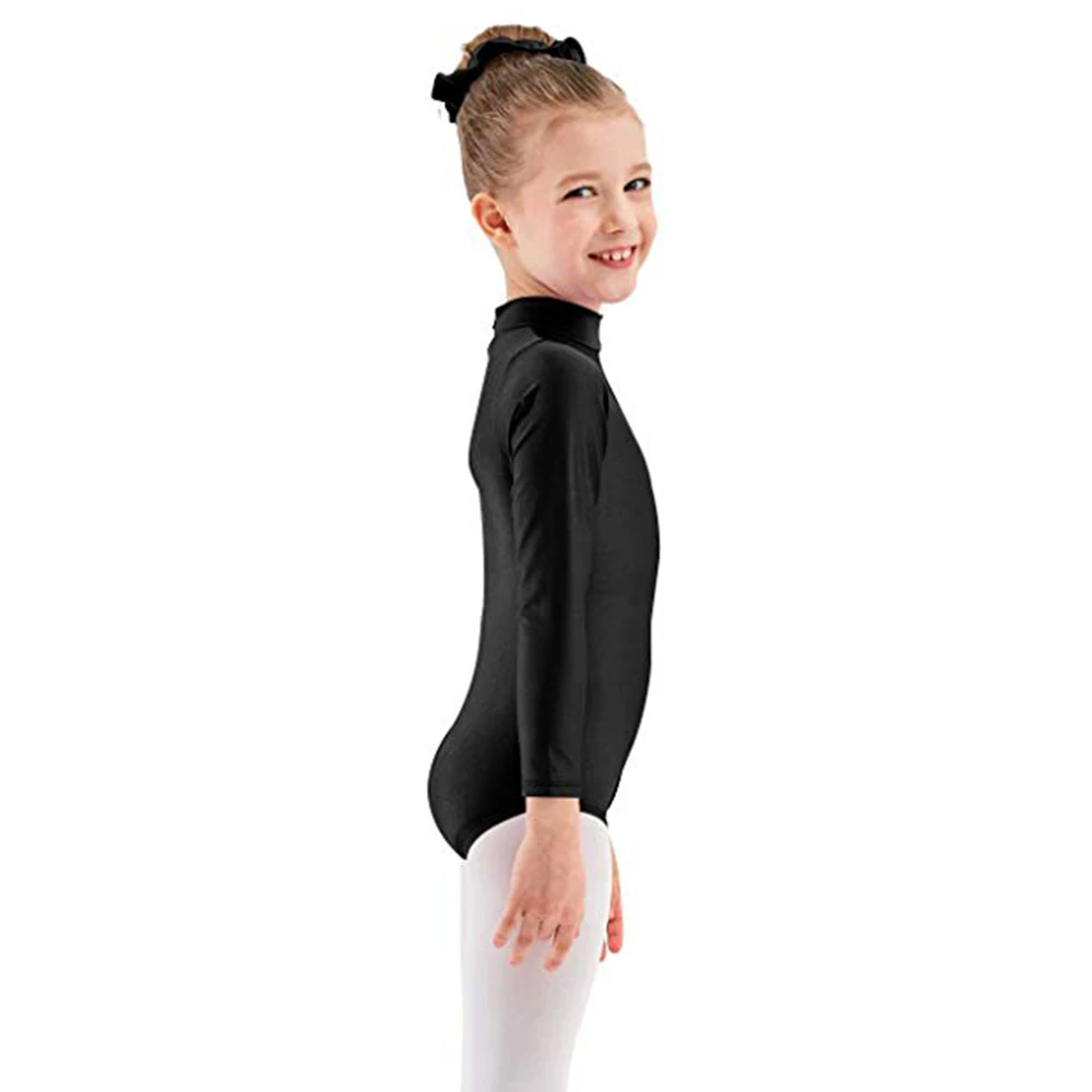 AOYLISEY Basic Ballet Dance Leotard Long Sleeve Turtleneck Girls Gymnastics Bodysuits Spandex Professional performance Costumes