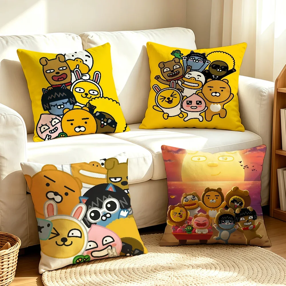 Kawaii K-KaKAO Cute F-FriendS-S cushion cover Soft Smooth Pillow Case Hidden Zipper Washable Decorative Couch Office Gift