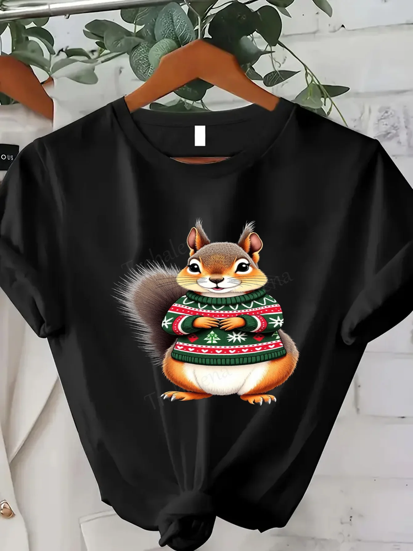 T-shirt da donna T-shirt maglione natalizio scoiattolo carino per donna