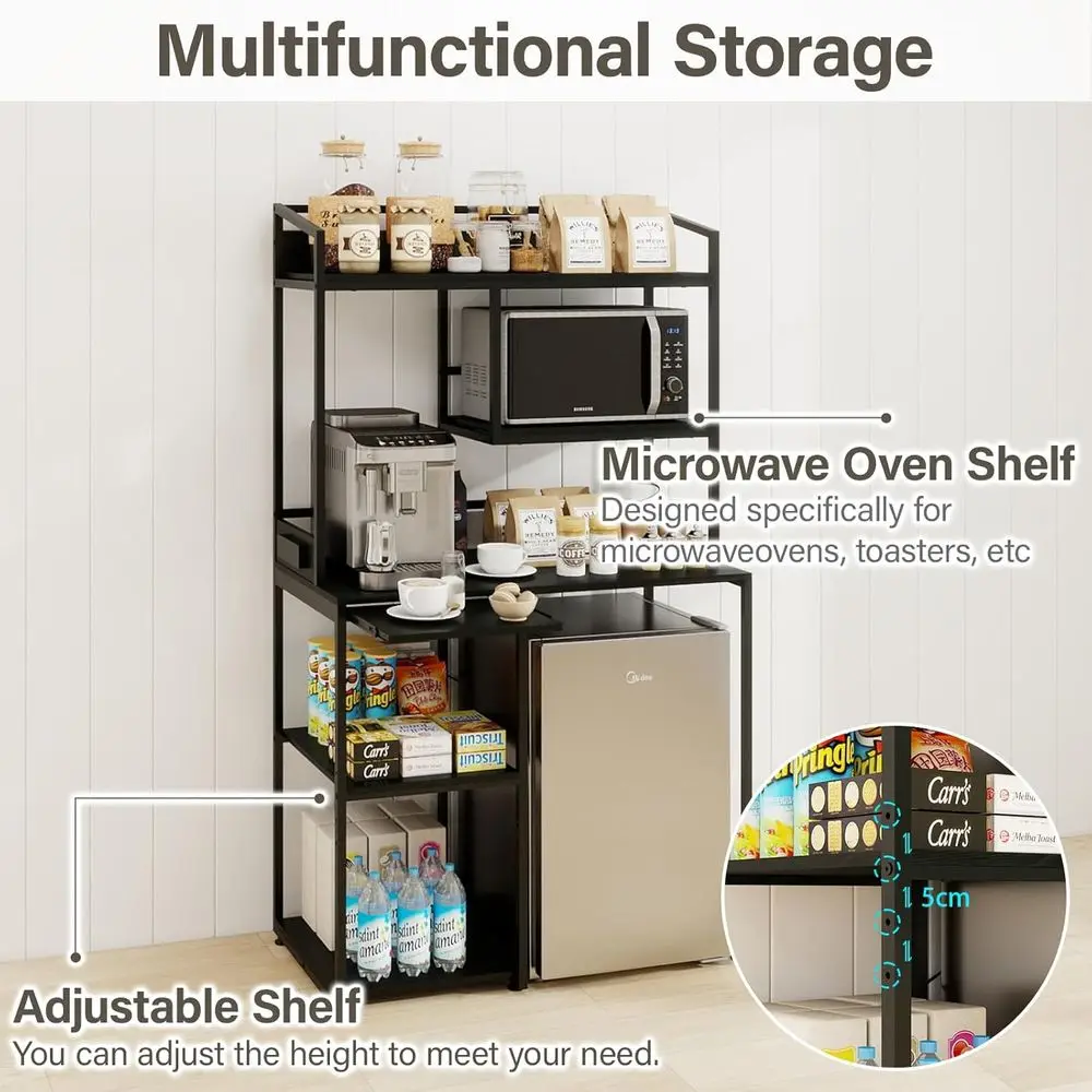 خزانة بار القهوة المدمجة مع ثلاجة صغيرة مدمجة ورف ميكروويف - خزانة جانبية للتخزين للحانات المنزلية في غرف المعيشة، Co