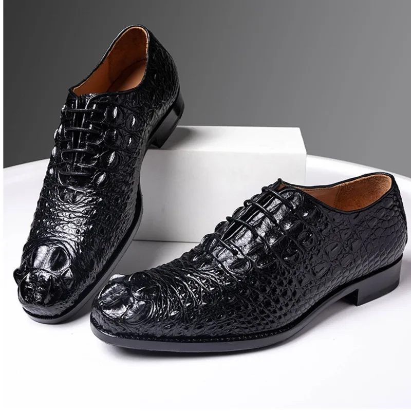 

New Thai Crocodile Skin Skull Goodyear Genuine Leather Suede Outsole Business Formal High-end Atmospheric Men's Men Casual Shoes