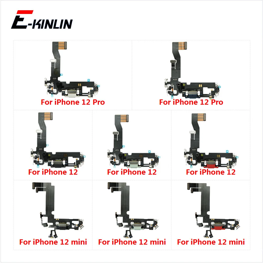 USB Charger Plug Charging Port Dock Connector Flex Cable For iPhone 12 mini 12 Pro Max With MicroPhone Parts