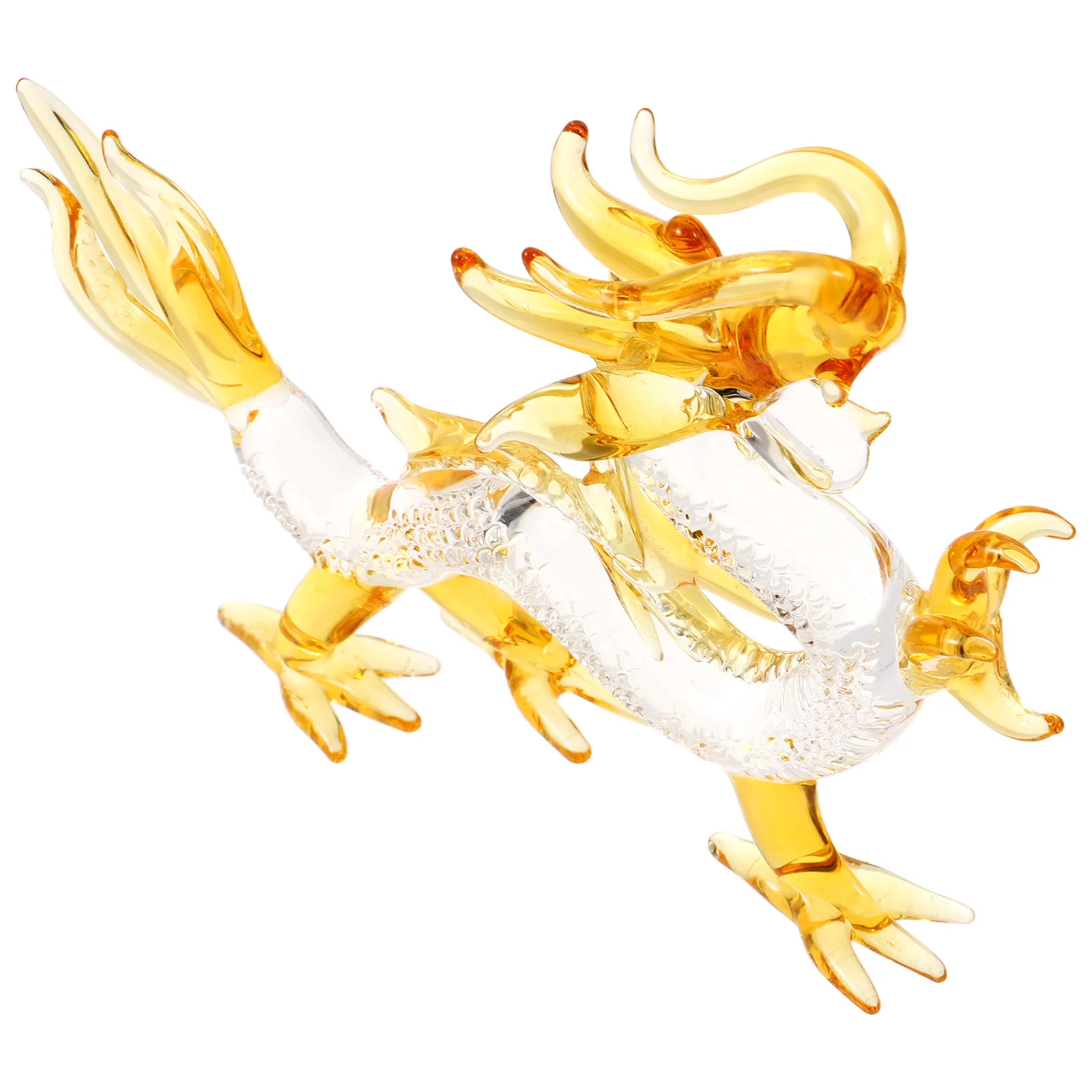 

Amber Glass Dragon Statue Tabletop Decoration Zodiac Animal Sculpture Home Ornament Lucky Prosperity Gift Dragon Statue