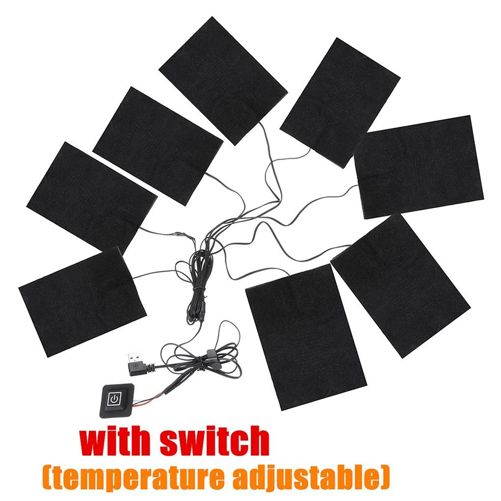 1 Set DIY USB Electric Heated Jacket Heating Pad Thermal Warm Winter Heating Vest Pads For Outdoor Heated Clothing 8/5 Sheets