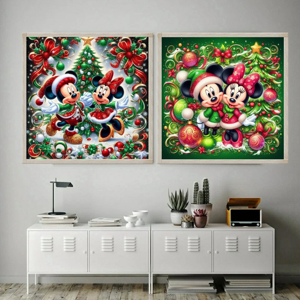 Mickey and Minnie Christmas 5D DIY AB Diamond Painting Mosaic Disney Cartoon Embroidery Cross Stitch Home Decor Children\'s Gift