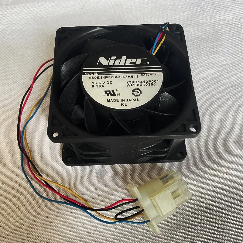 New For Nidecc  8cm V80E14MS2A3-57A611 8038 13.6V 0.16A 4wire Cooling Fan  1 year warranty