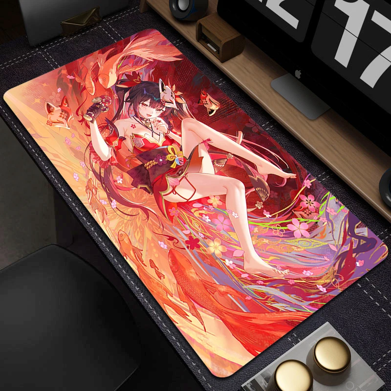 Large Computer Gaming Mouse Pad Honkai: Star Rail Cheron Mousepad Laptop Desk Mat Sparkle Mouse Mat HD Print Keyboard Pad Carpet