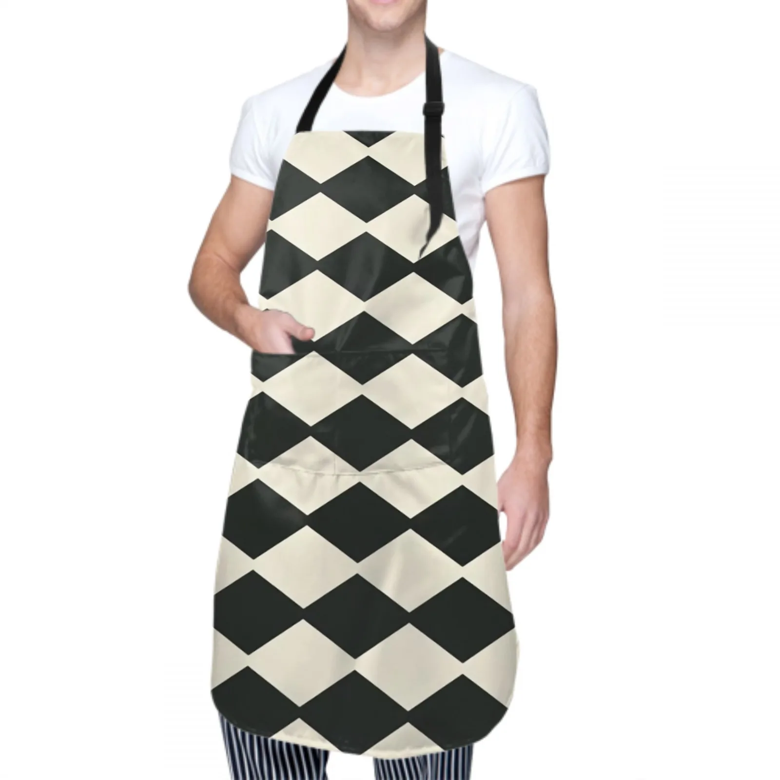 Abstract Waterproof Apron with 2 Pockets Kitchen Chef Apron Fashions Apron for Hair Brushing Cooking Baking Painting Gardening