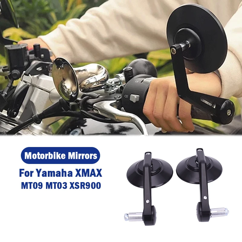 

CNC Handle Bar End Mirror Suitable for Yamaha XMAX MT09 MT03 XSR900 Modified CNC Retro Round Handlebar Mirror Rear View Mirror